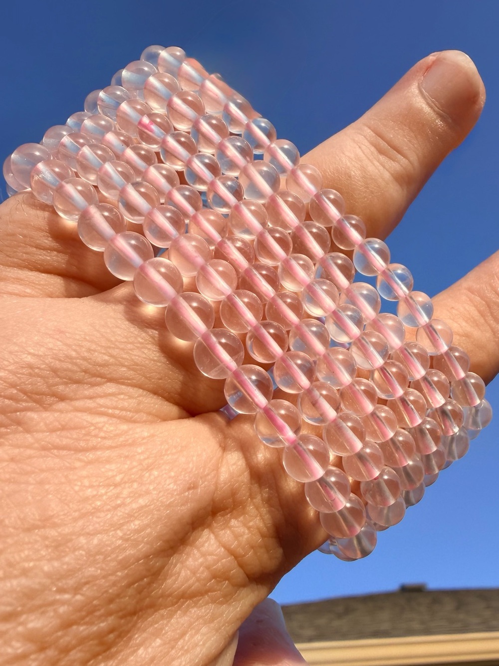 6mm Star Rose Quartz Stretch Bracelet (One)